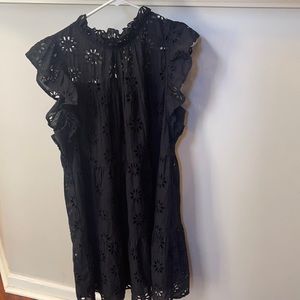 ENTRO large black eyelet cocktail dress